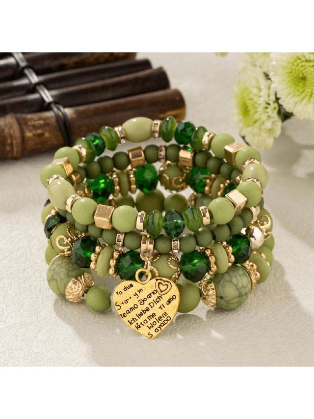 Pulseras boho azules y doradas