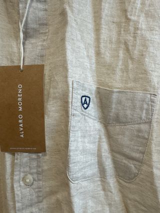 Camisa lino Álvaro Moreno Beige. talla 39. S/M
