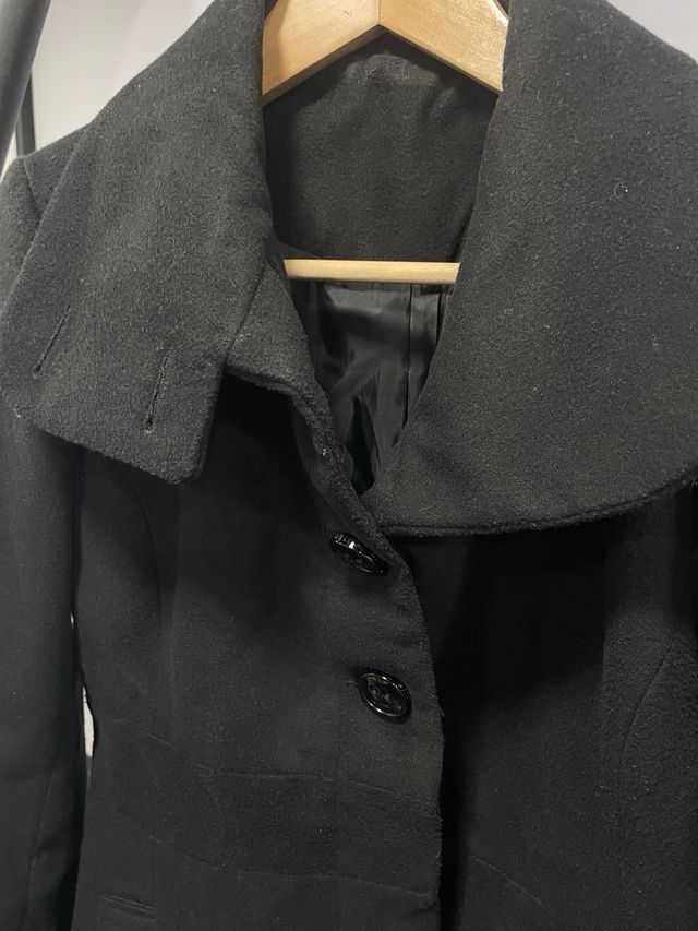 Abrigo paño negro mujer