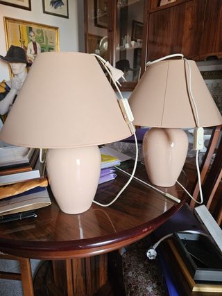 2 Lámparas sobremesa vintage beige