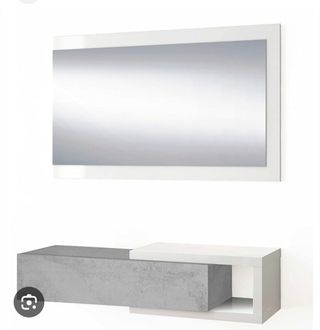 Mueble recibidor gris cemento y blanco