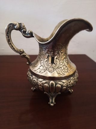 Jarra leche alpaca plateada antigua