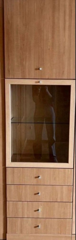 Mueble Vitrina de madera con cajones