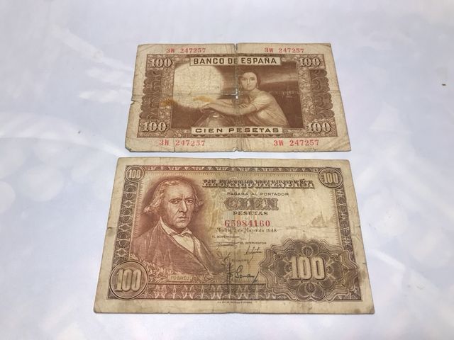 2 Billetes 100 Pesetas España año 53 y 48.
