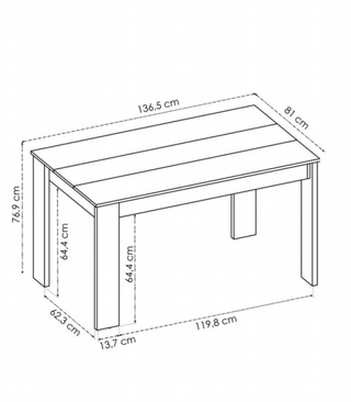 Mesa De Comedor Sami 138,5 Cm. Blanco