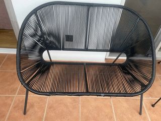 Sofá jardín negro - ratán