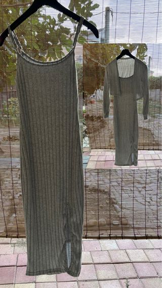 Vestido gris con chaqueta - 2 piezas