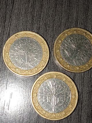 3 Monedas 1 Euro Francia 2000