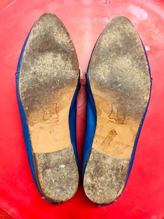 Zapatos faux leather azul tipo Derby años 60