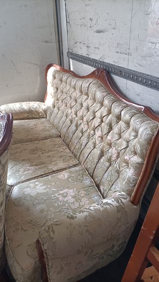 Conjunto 3 sillones antiguos beige trasporte inclu