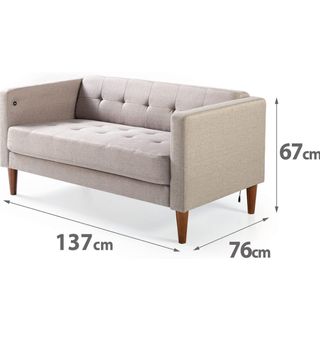 Sofá Loveseat Beige USB