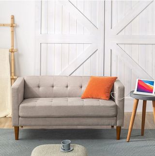 Sofá Loveseat Beige USB