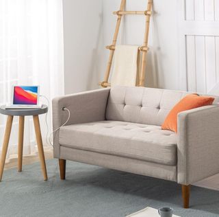 Sofá Loveseat Beige USB
