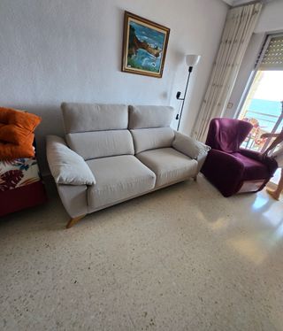 Sofá 2 plazas beige - Tela desenfundable