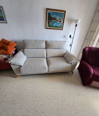 Sofá 2 plazas beige - Tela desenfundable
