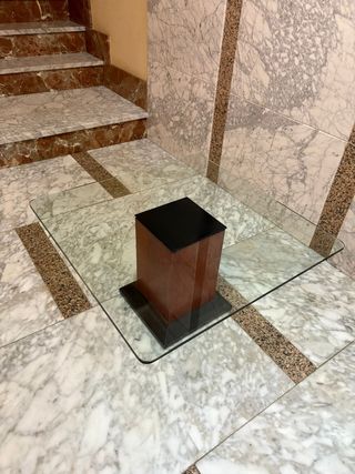 Mesa centro cristal & madera palisandro