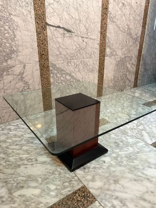 Mesa centro cristal & madera palisandro