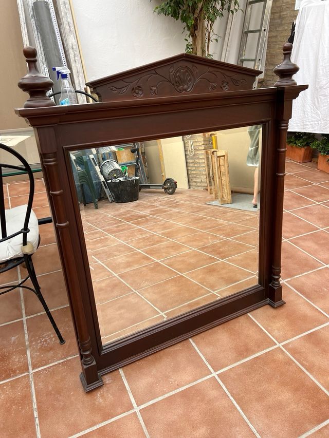 Espejo madera nogal antiguo