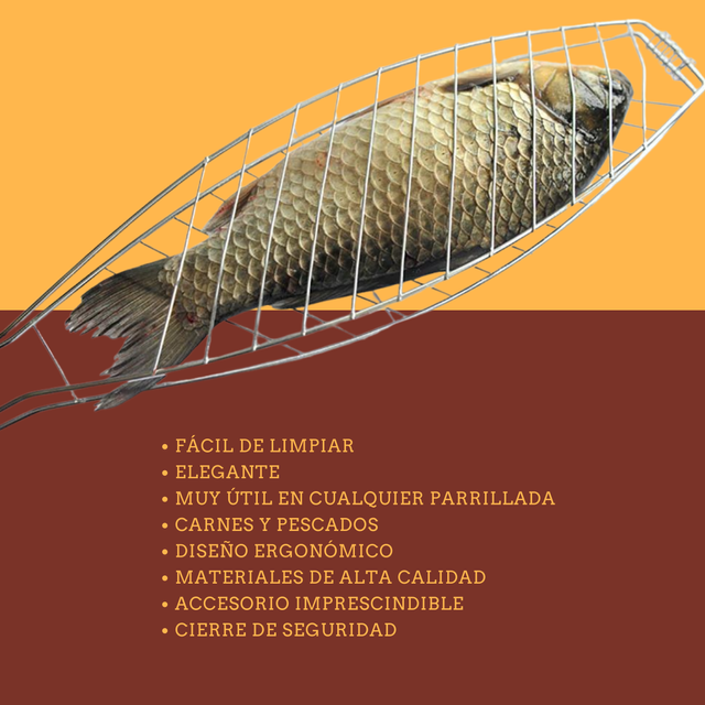 Parrilla pescado 65cm bbq barbacoa