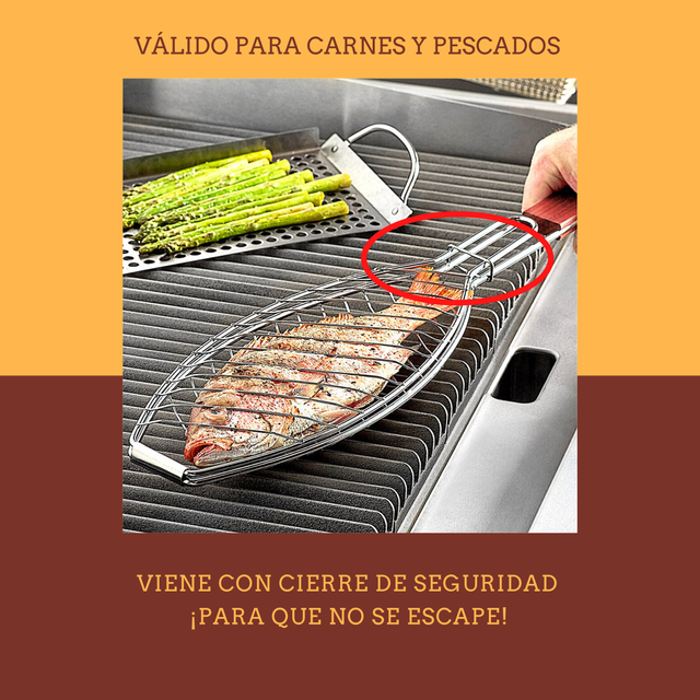 Parrilla pescado 65cm bbq barbacoa
