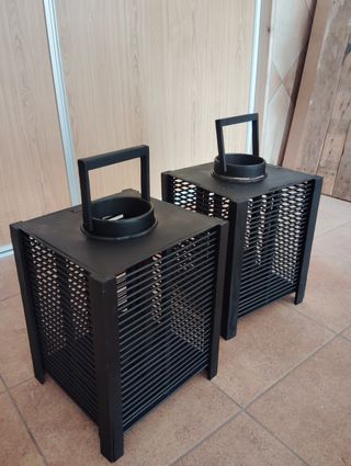Soporte Faroles madera negros - 2 uds