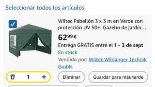 Gazebo Wiltec 3x3m Verde