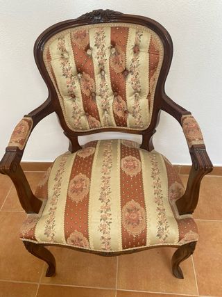 Sofá + 2 butacas vintage madera - beige/marrón