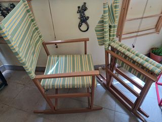 Mecedoras plegables jardín - Madera y tela.