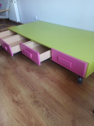 Cajonera bajocama rosa/verde 4 cajones madera maci
