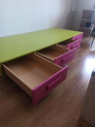 Cajonera bajocama rosa/verde 4 cajones madera maci