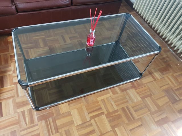 Mesa centro cristal - metal