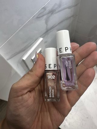 Esmaltes Sephora: brillo bronce + top coat
