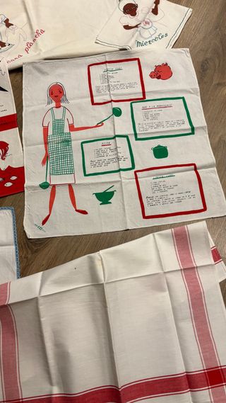Paños cocina vintage (5uds) y 2 piezas más