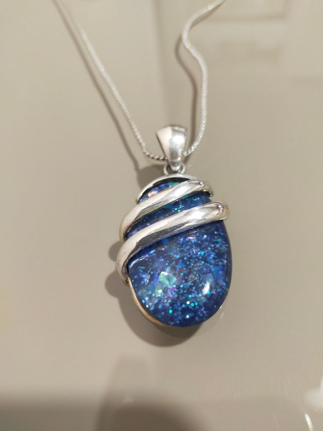 Collana ciondolo acciaio blu