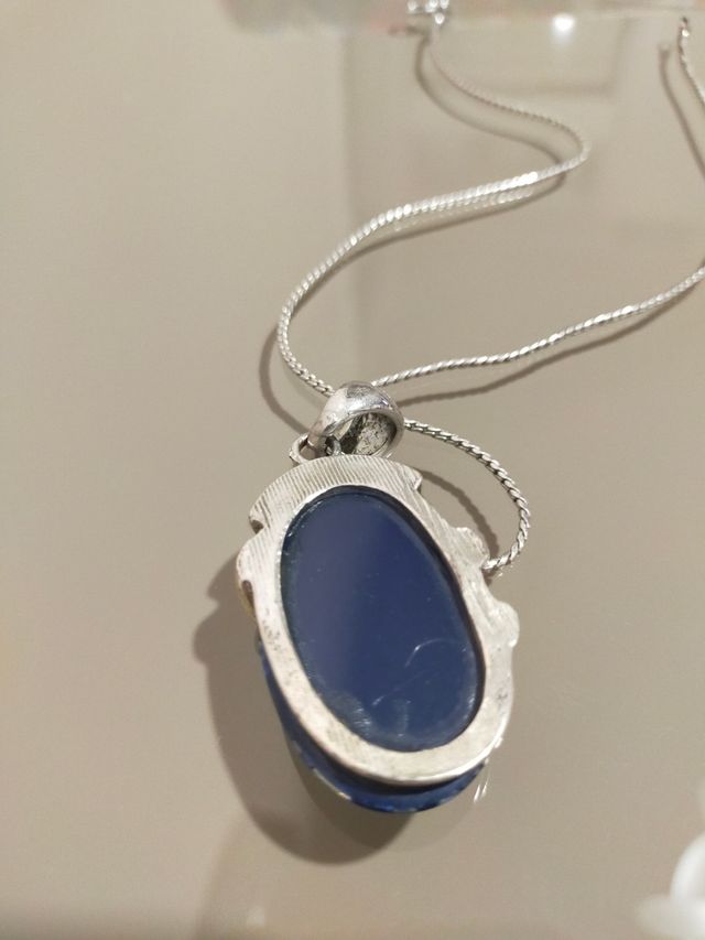 Collana ciondolo acciaio blu