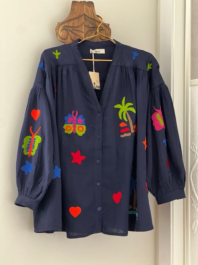 Blusón Cornet - Azul con bordados