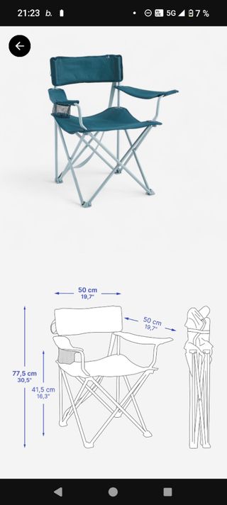 2 Sillas Camping Quechua Plegable