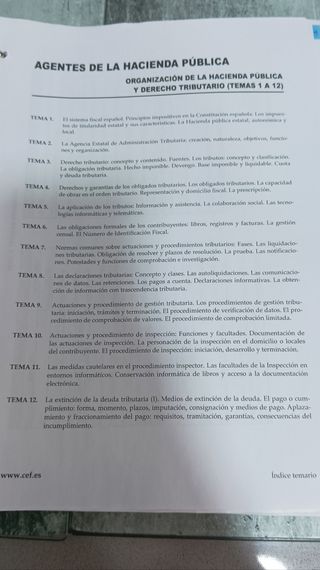 Temario oposiciones Agentes Hacienda Pública CEF