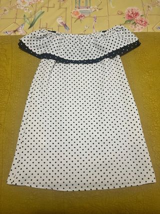 Vestido Zara - topos blanco y negro
