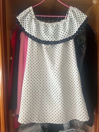 Vestido Zara - topos blanco y negro