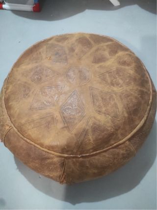 Puff Marrón Piel - Decorativo