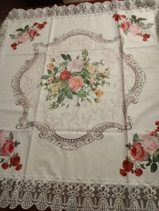 Tovaglia fiori vintage rosa 80x80cm