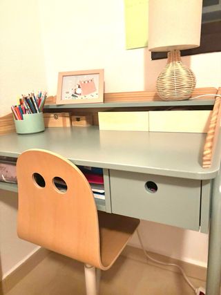 Escritorio y silla infantil menta - madera