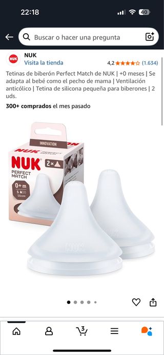 2 Tetinas NUK Perfect Match 0+m