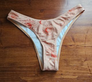 Costume da bagno slip beige e arancio