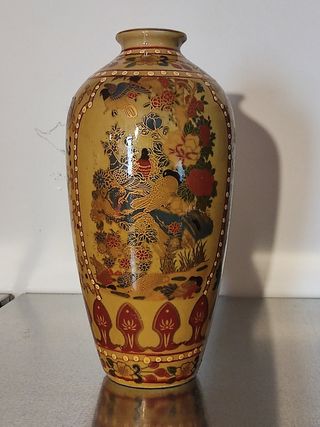 Jarrón chino porcelana dorado