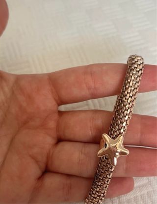 Pulsera malla dorada rosa