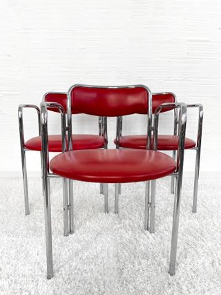 SEDIE ESCAI VINTAGE CROMATE E BORDEAUX. ANNI '70