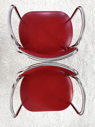 SEDIE ESCAI VINTAGE CROMATE E BORDEAUX. ANNI '70