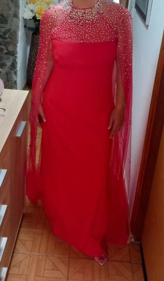 Vestido rojo fiesta largo pedreria .o para madrina